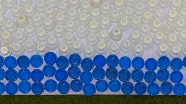 Vite Bottiglia Sport Caps Collezione Plastica Riciclare — Foto Stock