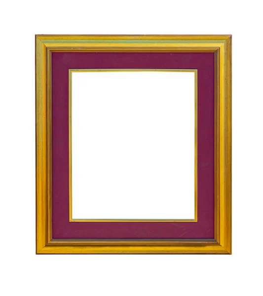Gold Picture Frame Burgundy Passepartout Izolovaný — Stock fotografie