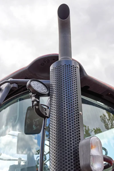 Silencieux Tuyau Noir Échappement Tracteur Réflecteur Lumière Mené — Photo