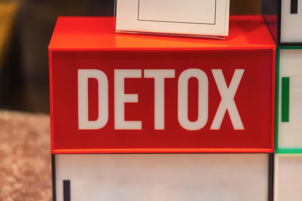 Detox Zaloguj Się Red Light Box Informacje Koncepcji — Zdjęcie stockowe