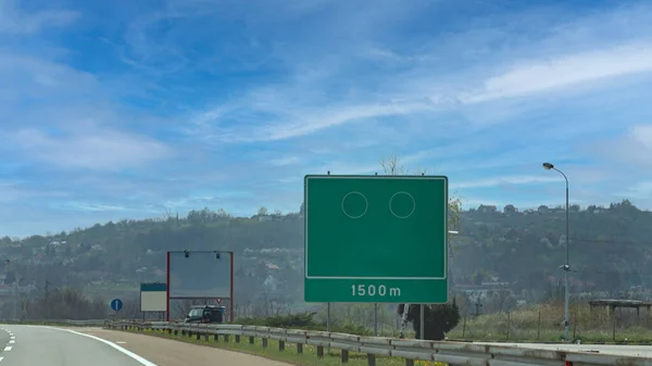 Big Green Information Board Sign Highway Στη Σερβία — Φωτογραφία Αρχείου