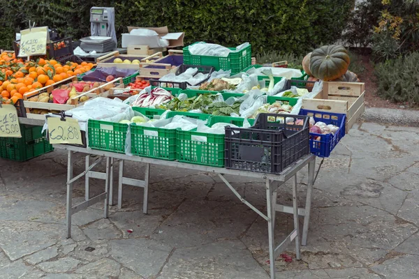 Organic Vegetables Fruits Small Farmers Market Street Italy — Stock Photo, Image