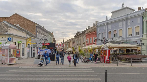 ノヴィ セルビア 2021年9月21日 人々はドゥナフスカ通りで歩く秋の日 — ストック写真