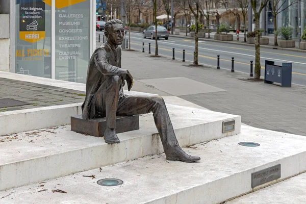 Belgrado Serbia Enero 2022 Monumento Estatua Bronce Famoso Escritor Borislav — Foto de Stock