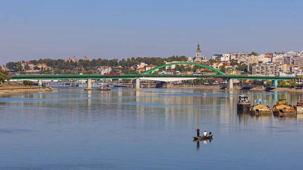 Belgrad Serbien Oktober 2021 Old Arch Bridge Över Floden Sava — Stockfoto