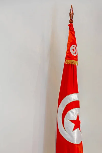 豪华丝绸土耳其国旗新月星在矛杆内 — 图库照片
