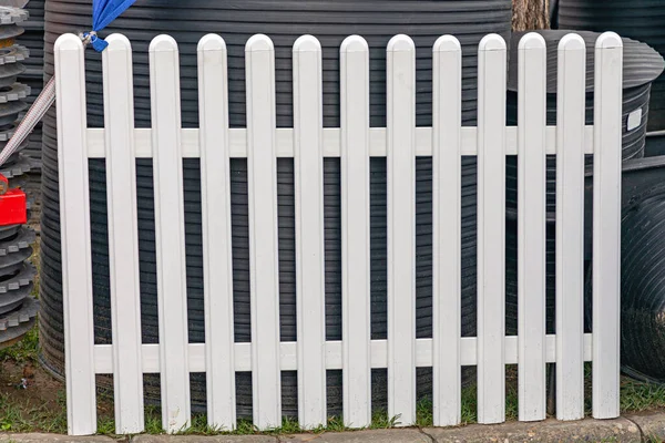 One Piece White Fence Section Made Plastic — Stock Photo, Image