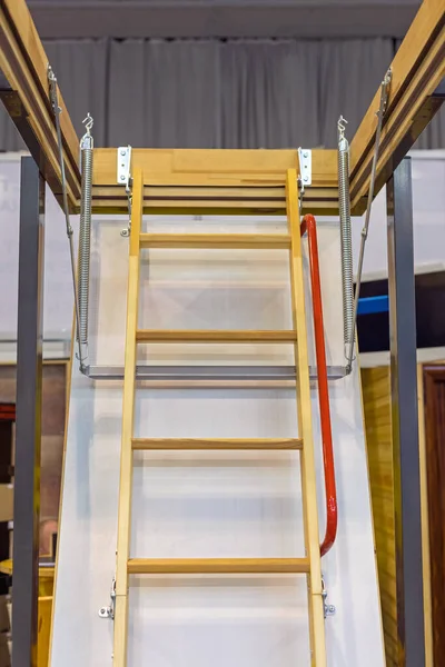 Ausziehbare Loft Leiter Öffnet Sich Zum Dachboden — Stockfoto