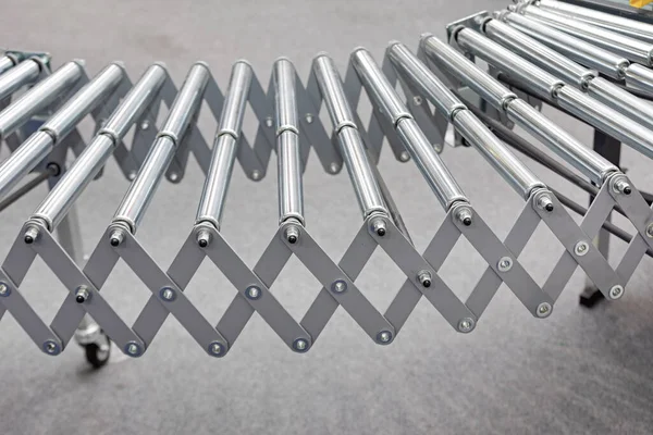 Extension Conveyor Belt Metal Transport Rollers Warehouse Equipment — Stock Photo, Image
