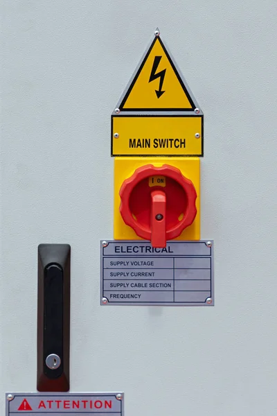 Główny Przełącznik Zasilanie Urządzenia Elektrycznego — Zdjęcie stockowe