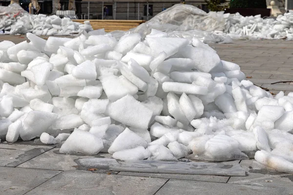 Big Pile Ice Slabs City Street — Stock Photo, Image