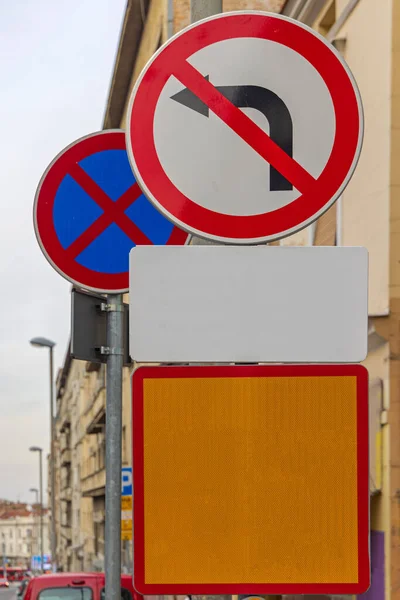 Left Turn Info Panneau Copier Espace Panneau Route — Photo