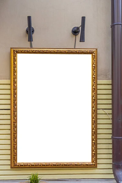 Verticaal Gouden Frame Met Reflectoren Wall Copy Space — Stockfoto