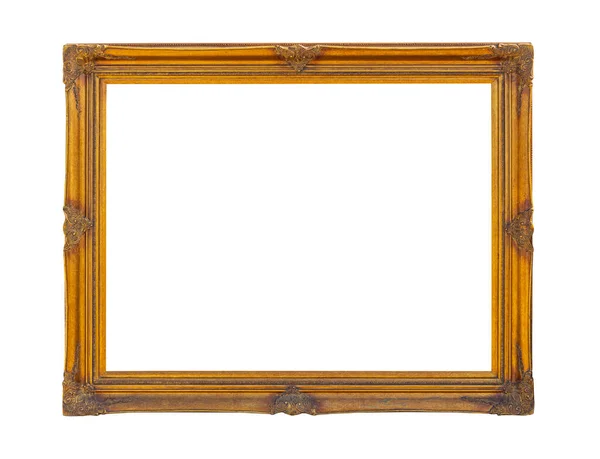 Vintage Empty Golden Picture Frame Copy Space — Stock fotografie