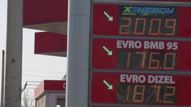 Auto Gás Lpg Gasolina Preços Diesel Estação Combustível Sign — Vídeo de Stock