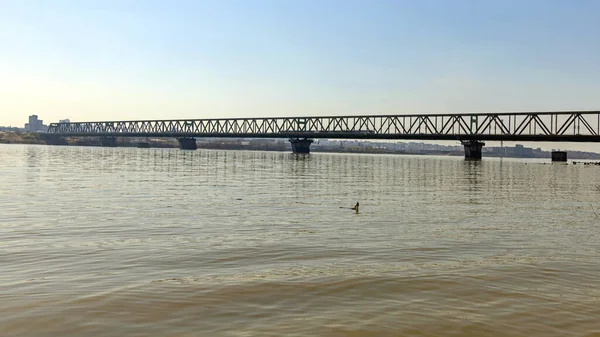 Gamla Stålbron Pancevo Över Floden Donau Belgrad — Stockfoto