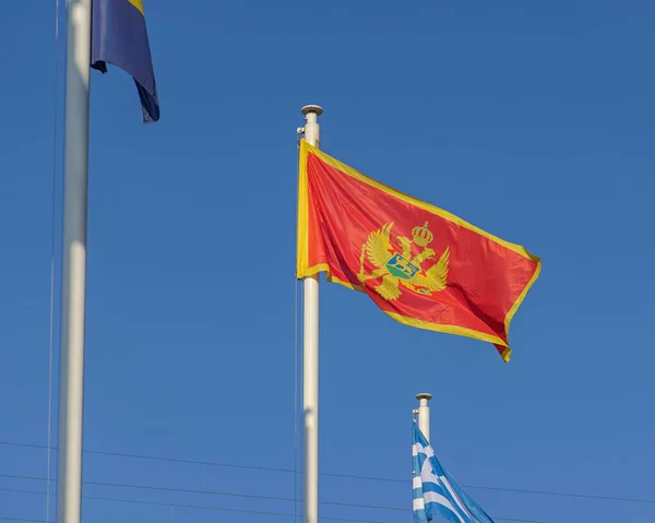 Republiken Montenegros Flagga Soliga Dagen — Stockfoto