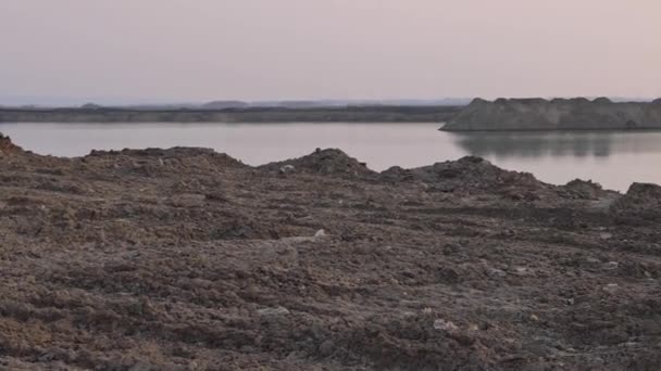 Grande Operação Riverbed Sand Mining Escavation Lake — Vídeo de Stock