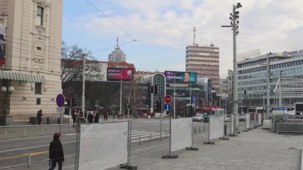 Belgrad Serbien Februar 2022 Eisbahn Platz Der Republik Stadtzentrum Winterspaß — Stockvideo