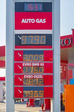 Otomatik Benzin Lpg Benzin Fiyatları Yakıt İstasyonu Tabelasında