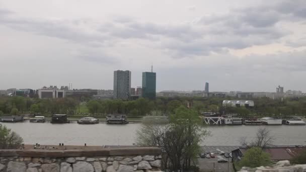 Belgrade Serbia April 2022 New Belgrade View River Sava Park — Stock Video