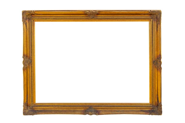 Vintage Empty Gold Picture Frame Copy Space — Stock fotografie