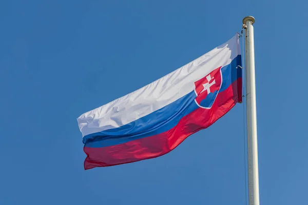 Republiken Slovakien Landsflagga Solig Dag Blå Himmel — Stockfoto