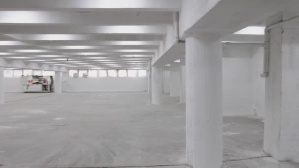 Empty Production Factory Hall Building Interior Pan — Stock Video