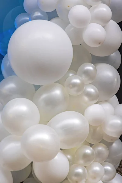 Nuage Blanc Satiné Comme Des Ballons Latex Décor Fête Fond — Photo