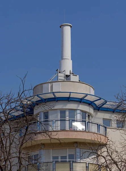 Air Raid Warning Civil Defense Siren Top Building — Photo