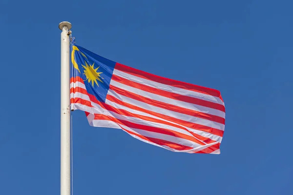 Malaysia National Flag Stripes Glory Sunny Day Blue Sky — Stock Photo, Image