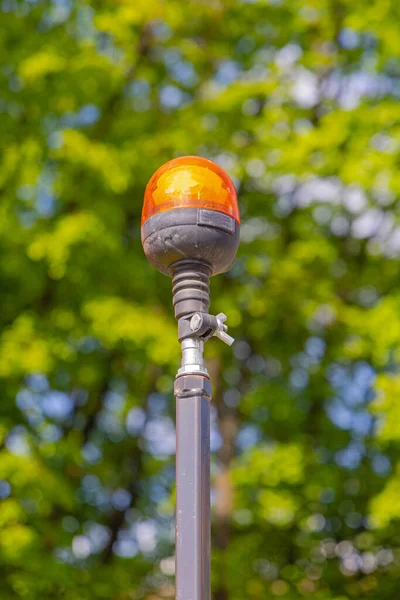 Emergency Amber Flashing Light Dome Telescopic Pole — Stock Photo, Image