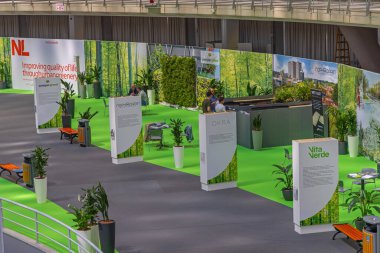 Belgrade, Serbia - April 27, 2022: Smart Green Roofs Plants and Flowers Multi Companies From Netherlands at Construction Expo Trade Show.