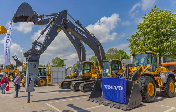 Belgrád Szerbia 2022 Április Rakodó Digger Exkavátor Gépek Volvo Expo — Stock Fotó