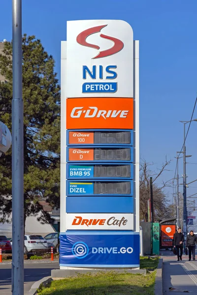 베오그라드 세르비아 March 2022 Modern Totem Price Board Nis Petrol — 스톡 사진