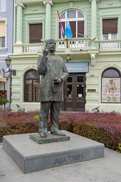 Novi Sad Sérvia Setembro 2021 Estátua Bronze Jasa Tomic Landmark — Fotografia de Stock