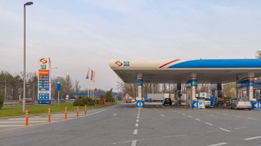 Belgrade, Serbia - March 29, 2022: Large Nis Petrol Station Zmaj at Highway to Capital City.