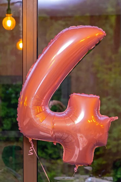 Čtvrté Narozeniny Helium Plněné Fólie Balónek Oslavy Výzdoba — Stock fotografie