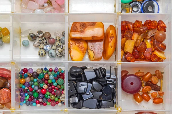 Amber Gems Craft Material Organizer Tray Box — Stockfoto