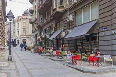 Belgrad, Sırbistan - 30 Mart 2022: Belgrad 'daki Kafe Lokantası La Taquria.