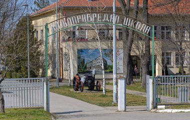Belgrade, Serbia - March 23, 2022: Agricultural School with Dormitory in Krnjaca at Pancevacki put.