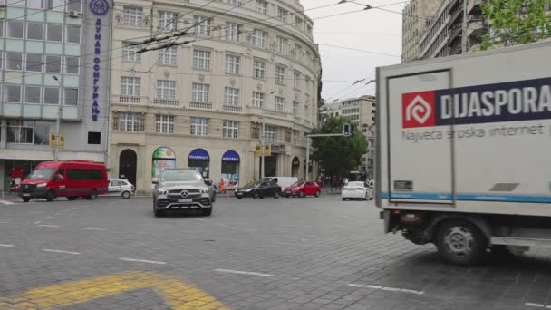 Belgrad Serbien Mai 2022 Normaler Verkehr Auf Dem Platz Der — Stockvideo