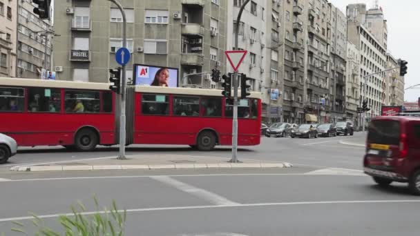 Belgrade Serbia May 2022 Usual Car Traffic Old Town Decanska — 图库视频影像