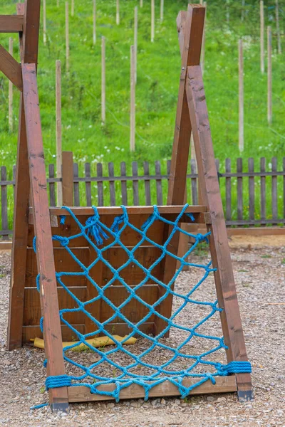 Blue Cargo Rope Net Kids Climbing Playground Fun — Stock Photo, Image
