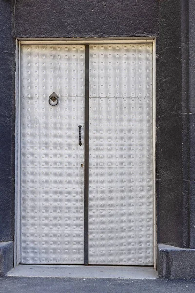 Geschlossene Aluminium Metall Doppeltüren Gebäude Exterieur — Stockfoto