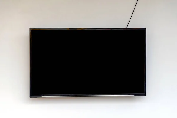 Lcd Lled Screen White Wall Copy Space — 图库照片