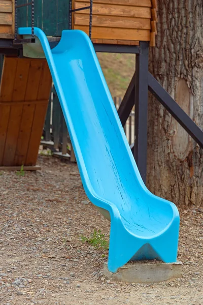 Детская Игровая Площадка Blue Slide Детском Парке — стоковое фото