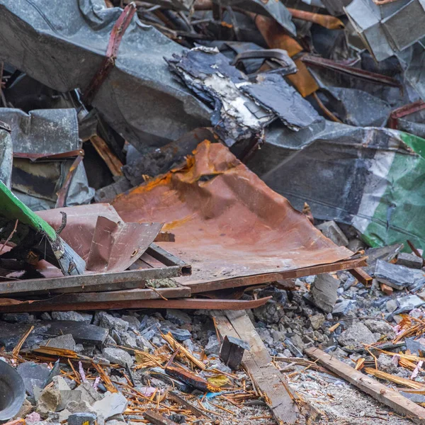 Big Bunch Demolition Debris Сайті Construction Site — стокове фото
