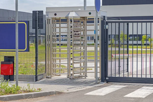 Employee Entrance Turnstile Doors Factory Gate Fence — Stock Photo, Image