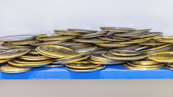 Big Bunch New Metal Tin Can Lids — Stock Photo, Image